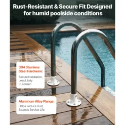 VEVOR Deck Anchor Flange 4 Pack, 1-7/8 in Pool Ladder Deck Mount, Handrail Anchor with Stainless Steel Mounting Hardware, Premium Aluminum Alloy Flange for Inground Swimming Pool Ladder, White