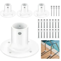 VEVOR Deck Anchor Flange 4 Pack, 1-7/8 in Pool Ladder Deck Mount, Handrail Anchor with Stainless Steel Mounting Hardware, Premium Aluminum Alloy Flange for Inground Swimming Pool Ladder, White