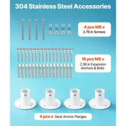 VEVOR Deck Anchor Flange 4 Pack, 1-7/8 in Pool Ladder Deck Mount, Handrail Anchor with Stainless Steel Mounting Hardware, Premium Aluminum Alloy Flange for Inground Swimming Pool Ladder, White