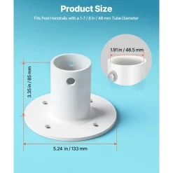 VEVOR Deck Anchor Flange 4 Pack, 1-7/8 in Pool Ladder Deck Mount, Handrail Anchor with Stainless Steel Mounting Hardware, Premium Aluminum Alloy Flange for Inground Swimming Pool Ladder, White