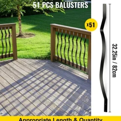 VEVOR Deck Balusters, 51 Pack Metal Deck Spindles, 32.25