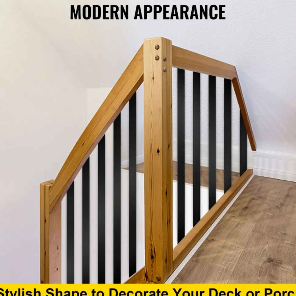 VEVOR Deck Balusters, 76 Pack Metal Deck Spindles, 29.5"x1"x0.2" Staircase Baluster with Screws, Aluminum Alloy Deck Railing for Wood and Composite Deck, Stylish Baluster for Outdoor Stair Deck Porch