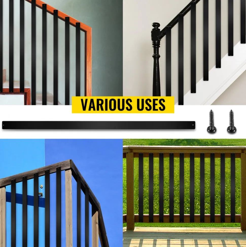 VEVOR Deck Balusters, 76 Pack Metal Deck Spindles, 29.5"x1"x0.2" Staircase Baluster with Screws, Aluminum Alloy Deck Railing for Wood and Composite Deck, Stylish Baluster for Outdoor Stair Deck Porch