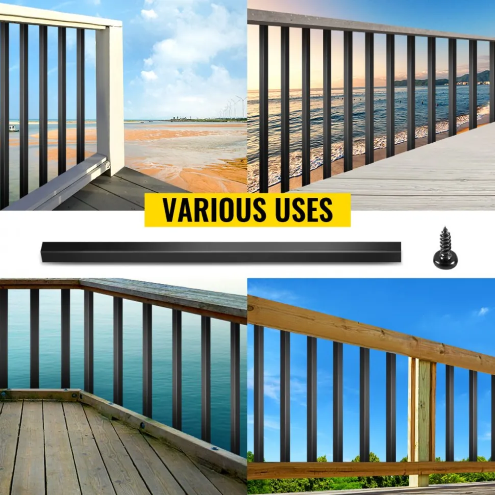 VEVOR Deck Balusters, 101 Pack Metal Deck Spindles, 32"x0.8" Staircase Baluster with Screws, Aluminum Alloy Deck Railing for Wood and Composite Deck, Square Baluster for Outdoor Stair Deck Porch