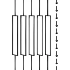 VEVOR Deck Balusters, 10 Pack Metal Deck Spindles, 44"x0.5" Staircase Baluster with Screws, Iron Deck Railing for Wood and Composite Deck, Stylish Black Baluster for Outdoor Stair Deck Porch