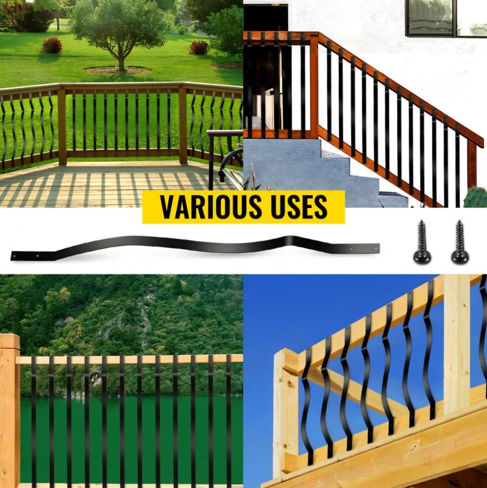 VEVOR Deck Balusters, 26 Pack Metal Deck Spindles, 32.25"x1" Staircase Baluster with Screws, Aluminum Alloy Deck Railing for Wood and Composite Deck, Stylish Baluster for Outdoor Stair Deck Porch