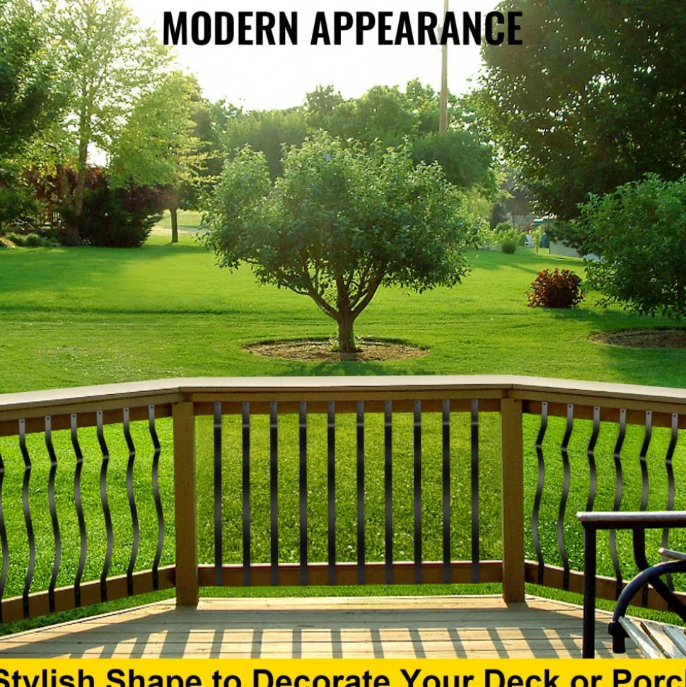 VEVOR Deck Balusters, 26 Pack Metal Deck Spindles, 32.25"x1" Staircase Baluster with Screws, Aluminum Alloy Deck Railing for Wood and Composite Deck, Stylish Baluster for Outdoor Stair Deck Porch