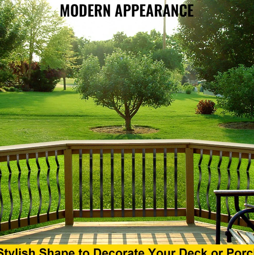VEVOR Deck Balusters, 61 Pack Metal Deck Spindles, 32.25"x1" Staircase Baluster with Screws, Aluminum Alloy Deck Railing for Wood and Composite Deck,Stylish Baluster for Outdoor Stair Deck Porch