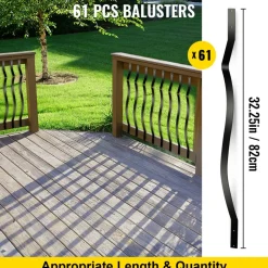 VEVOR Deck Balusters, 61 Pack Metal Deck Spindles, 32.25