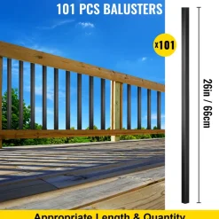 VEVOR Deck Balusters, 101 Pack Metal Deck Spindles, 26