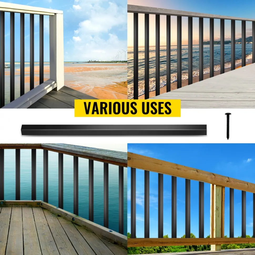 VEVOR Deck Balusters, 101 Pack Metal Deck Spindles, 26"x0.75" Staircase Baluster with Screws, Aluminum Alloy Deck Railing for Wood and Composite Deck, Square Baluster for Outdoor Stair Deck Porch