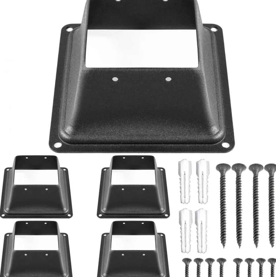 VEVOR Deck Post Base 5 PCS Post Base Skirt 4x4" (Actual 3.38x3.38") Post Support Flange 2.5LBS Deck Post Skirt Black Powder-Coated Decking Post Base with Thick Steel for Deck Supports Porch Railings