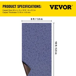 VEVOR Deep Blue Marine Carpet 5.9 ft x 36 ft Marine Carpeting Marine Grade Carpet for Boats with Waterproof Back Outdoor Rug for Patio Porch Deck Garage Outdoor Area Rug Runner Non-Slide Porch Rug
