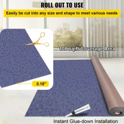 VEVOR Deep Blue Marine Carpet 6 ft x 18 ft Marine Carpeting Marine Grade Carpet for Boats with Waterproof Back Outdoor Rug for Patio Porch Deck Garage Outdoor Area Rug Runner Anti-Slide Porch Rug