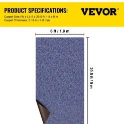 VEVOR Deep Blue Marine Carpet 6 ft x 29.5 ft Marine Carpeting Marine Grade Carpet for Boats with Waterproof Back Outdoor Rug for Patio Porch Deck Garage Outdoor Area Rug Runner Non-Slide Porch Rug