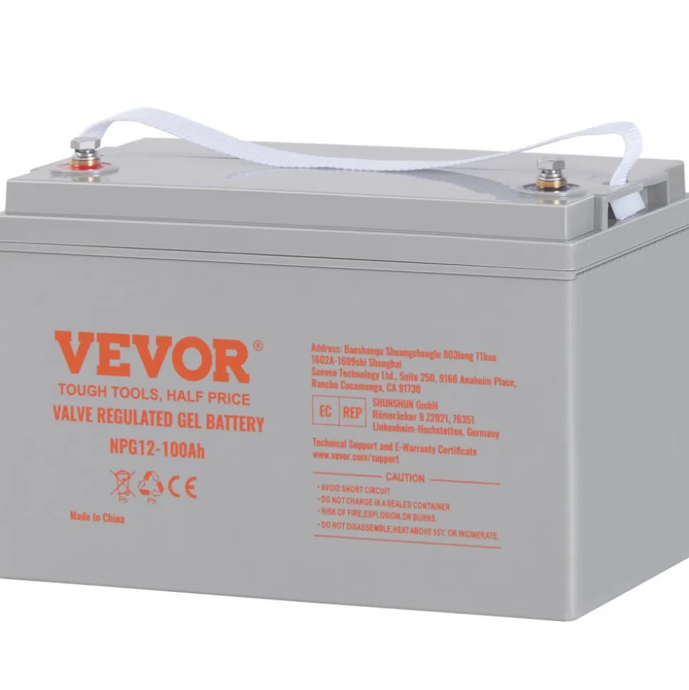 VEVOR Deep Cycle Battery, 12V 100 AH, AGM Marine Rechargeable Battery, High Self-Discharge Rate 800A Current, for RV Solar Marine Off-Grid Applications UPS Backup Power System