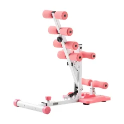 VEVOR Deep Squat Machine, Adjustable Glutes Trainer Machine with 3 High-Strength Resistance Bands, Folding Core Leg and Glutes Exercise Trainer, Push Up Workout Equipment at Home Gym, Pink + White