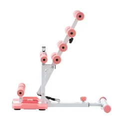 VEVOR Deep Squat Machine, Adjustable Glutes Trainer Machine with 3 High-Strength Resistance Bands, Folding Core Leg and Glutes Exercise Trainer, Push Up Workout Equipment at Home Gym, Pink + White