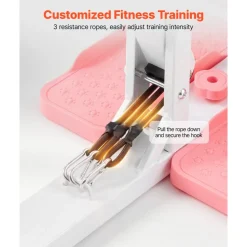 VEVOR Deep Squat Machine, Adjustable Glutes Trainer Machine with 3 High-Strength Resistance Bands, Folding Core Leg and Glutes Exercise Trainer, Push Up Workout Equipment at Home Gym, Pink + White