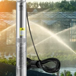 VEVOR Deep Well Submersible Pump, 1.5HP 115V/60Hz, 37gpm 276ft Head, with 33ft Cord & External Control Box, 4