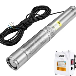 VEVOR Deep Well Submersible Pump, 2HP 230V/60Hz, 37GPM 427 ft Head, with 33 ft Cord & External Control Box, 4 inch Stainless Steel Water Pumps for Industrial, Irrigation and Home Use, IP68 Waterproof