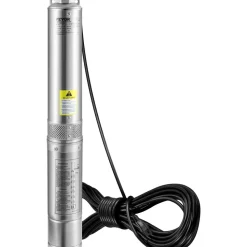 VEVOR Deep Well Submersible Pump, 1HP 230V/60Hz, 37gpm Flow 207ft Head, with 33ft Electric Cord, 4" Stainless Steel Water Pump for Industrial, Irrigation&Home Use, IP68 Waterproof Grade
