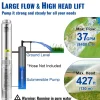 VEVOR Deep Well Submersible Pump, 2HP/1500W 230V/60Hz, 37GPM Flow 427 ft Head, with 33 ft Electric Cord, 4 inch Stainless Steel Water Pumps for Industrial, Irrigation & Home Use, IP68 Waterproof Grade