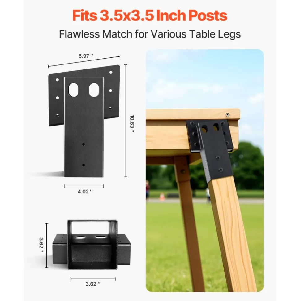 VEVOR Deer Blind Brackets, Outdoor 3.6x3.6 Platform Bracket, Fit 3.5x3.5 In / 88.9x88.9 mm Lumber, 2204lbs/1000kg Capacity Steel Elevator Brackets for Deer Stand, Hunting Blinds, Shooting Shack, 8 Pcs