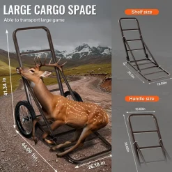 VEVOR Deer Cart, 300 LBS Capacity Folding Game Cart, Deer Cart Game Hauler with Big Rubber Wheels & Ergonomic Handle, Heavy-Duty Game Cart Accessories, Utility Gear Dolly for Hunting Fishing Hiking