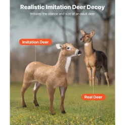 VEVOR Deer Decoy, Outdoor Deer Decoys for Hunting, Realistic Durable HDPE Doe Hunting Decoy, Foldable Legs for Easy to Carry and Use, for Garden Yard Decoration, 1-Pack