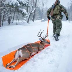 VEVOR Deer Drag Sled, 72.8 x 22.8 in, 550lbs Heavy Duty Yard Utility Sled, Tear-Resistant PE Drag Glider Mat with Ropes & Handle, Thickened Game Hauler for Firewood Ice Fishing Hauling Hunting