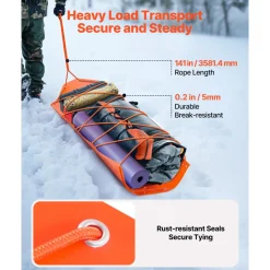 VEVOR Deer Drag Sled, 72.8 x 22.8 in, 550lbs Heavy Duty Yard Utility Sled, Tear-Resistant PE Drag Glider Mat with Ropes & Handle, Thickened Game Hauler for Firewood Ice Fishing Hauling Hunting