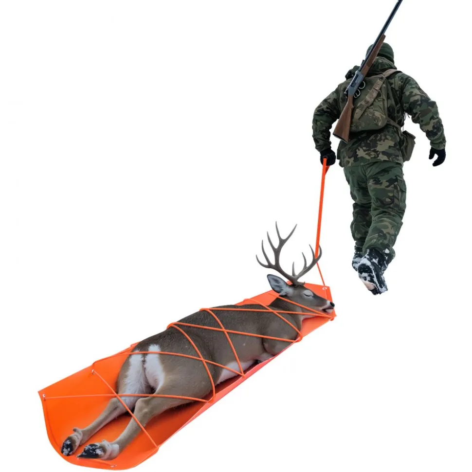 VEVOR Deer Drag Sled, 72.8 x 22.8 in, 550lbs Heavy Duty Yard Utility Sled, Tear-Resistant PE Drag Glider Mat with Ropes & Handle, Thickened Game Hauler for Firewood Ice Fishing Hauling Hunting