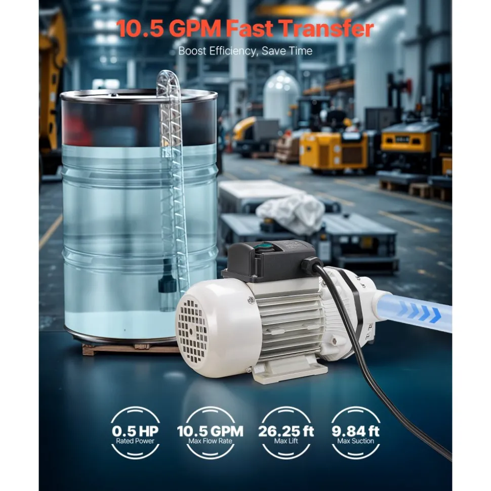 VEVOR DEF Transfer Pump, 10.5 GPM, Diaphragm Irrigation Self Priming Electric Water Pump for Diesel Exhaust Fluid Automotive Urea Oil, 110V, 375W, 26.25 ft Lift, for Liquid Transportation Refueling
