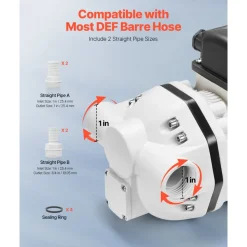 VEVOR DEF Transfer Pump, 10.5 GPM, Diaphragm Irrigation Self Priming Electric Water Pump for Diesel Exhaust Fluid Automotive Urea Oil, 110V, 375W, 26.25 ft Lift, for Liquid Transportation Refueling