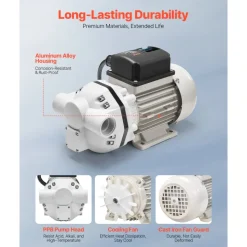 VEVOR DEF Transfer Pump, 8 GPM, Diaphragm Irrigation Self Priming Electric Water Pump for Diesel Exhaust Fluid Automotive Urea Oil, 110V, 220W, 26.25 ft Lift, for Liquid Transportation Refueling