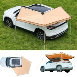 VEVOR 270 Degree Awning, 52 sq.ft Driver Side Vehicle Awning, Waterproof UV50+ Car Side Awnings with Carry Bag, All-Weather Free-Standing Overland Awnings Car Shelter for SUV Van Truck Camping