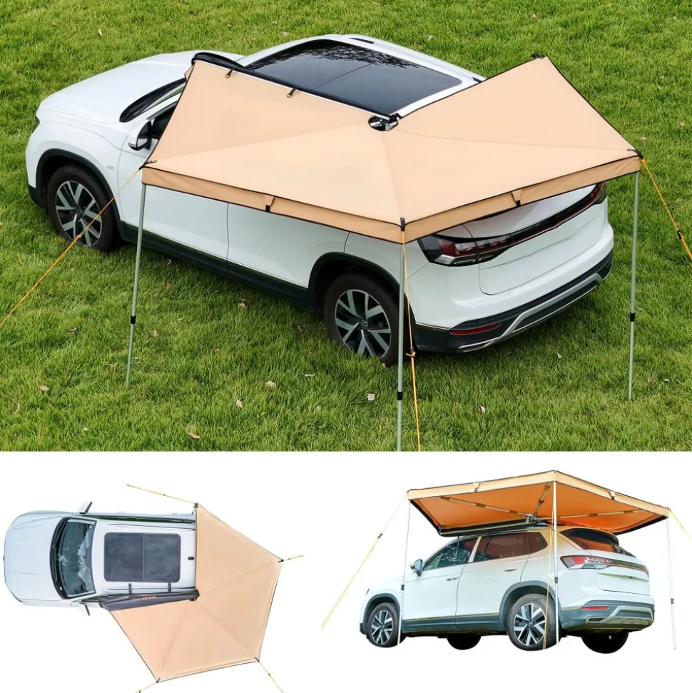 VEVOR 270 Degree Awning, 52 sq.ft Driver Side Vehicle Awning, Waterproof UV50+ Car Side Awnings with Carry Bag, All-Weather Free-Standing Overland Awnings Car Shelter for SUV Van Truck Camping