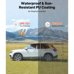 VEVOR 270 Degree Awning, 52 sq.ft Driver Side Vehicle Awning, Waterproof UV50+ Car Side Awnings with Carry Bag, All-Weather Free-Standing Overland Awnings Car Shelter for SUV Van Truck Camping