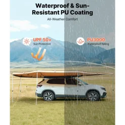 VEVOR 270 Degree Awning, 133 sq.ft Passenger Side Vehicle Awning, Waterproof UV50+ Car Side Awnings with Carry Bag, All-Weather Free-Standing Overland Awnings Car Shelter for SUV Van Truck Camping