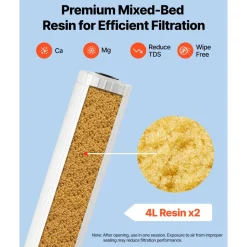 VEVOR Deionized Filter for Spotless Car Wash System, 2 x 4L Mixed-Bed DI Resin Filter Replacement - Compatible with PRS-207SLXC, PRS-TCXC, PRS-TCXC-PT, PRS-207XCGB Deionized Water System