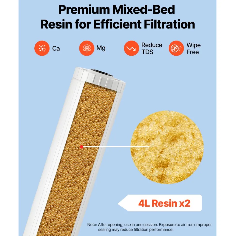 VEVOR Deionized Filter for Spotless Car Wash System, 2 x 4L Mixed-Bed DI Resin Filter Replacement - Compatible with PRS-207SLXC, PRS-TCXC, PRS-TCXC-PT, PRS-207XCGB Deionized Water System
