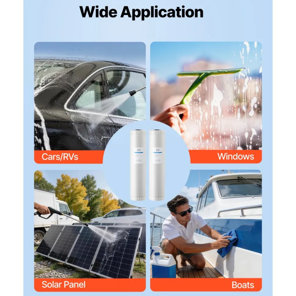 VEVOR Deionized Filter for Spotless Car Wash System, 2 x 4L Mixed-Bed DI Resin Filter Replacement - Compatible with PRS-207SLXC, PRS-TCXC, PRS-TCXC-PT, PRS-207XCGB Deionized Water System
