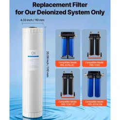 VEVOR Deionized Filter for Spotless Car Wash System, 2 x 4L Mixed-Bed DI Resin Filter Replacement - Compatible with PRS-207SLXC, PRS-TCXC, PRS-TCXC-PT, PRS-207XCGB Deionized Water System