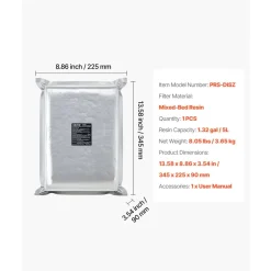 VEVOR Deionized Resin Filter Refill for Spotless Car Wash System, 5L Mixed-Bed DI Resin Filter Cartridge Refill - Compatible with Refillable Deionized Water System for Cars RVs Boats