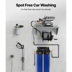 VEVOR Deionized Water System for Car Wash, Spotless Car Wash Water System with 2 x 4L DI Resin, Bypass Valve & TDS Meter, Spot-Free Deionized Water Filter for Cars RVs Motorcycles Windows