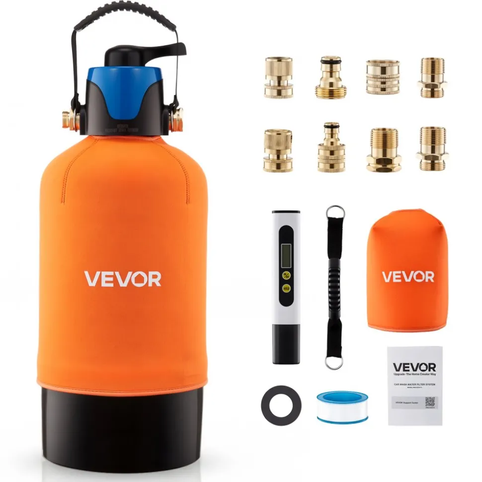 VEVOR Deionized Water System for Car Wash, Spotless Car Wash Water System with 10L DI Resin, Bypass Valve & TDS Meter, Spot-Free Deionized Water Filter for Cars RVs Motorcycles Windows
