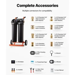 VEVOR Deionized Water System for Car Wash, Spotless Car Wash Water System with 5L DI Resin & TDS Meter, Spot-Free Deionized Water Filter for Cars RVs Motorcycles Windows