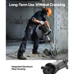 VEVOR Demolition Jack Hammer, 1350 BPM Concrete Breaker 6pcs Chisels Bit Chipping with Case, 2200W Electric Jackhammer Heavy Duty, Black