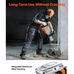 VEVOR Demolition Jack Hammer, 2100W Electric Jackhammer Heavy Duty, 1650 BPM Industrial-Grade Jack Hammer Concrete Breaker, with 1 Point Chisel, 1 Flat Chisel, Gloves and Goggles